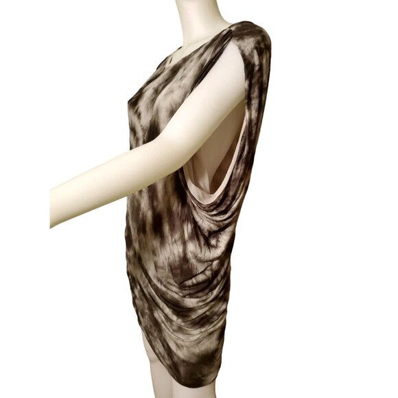 Med Young Fabulous Broke YFB Dress Mini Asymmetrical Y2K Tie-Dye Drape Luxury - Picture 10 of 10